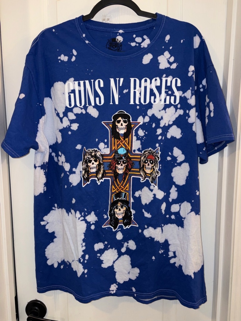 Guns N' Roses Short Sleeve Tie-Dye Graphic Tee - Blue/White